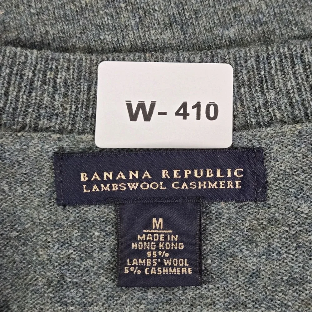 VINTAGE Banana Republic Men Sweater M Green Cashmere Lambswool‎ Preppy Pullover